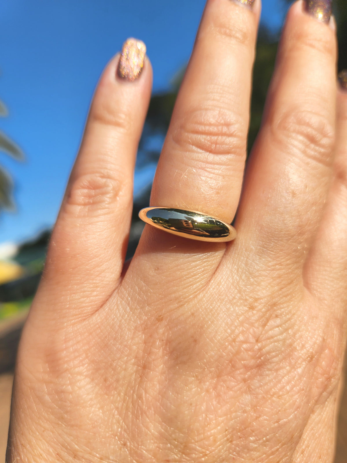 טבעת זהב בועה 14k gold bubble ring