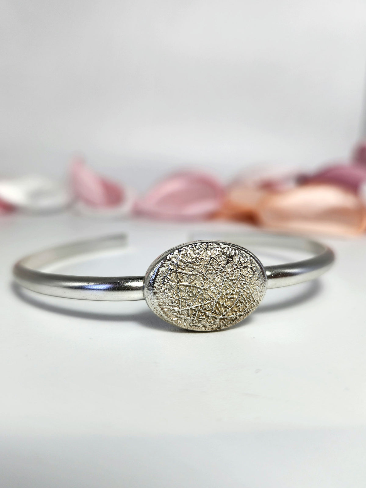 Silver bangle 925 with a fingerprint a unisex piece.