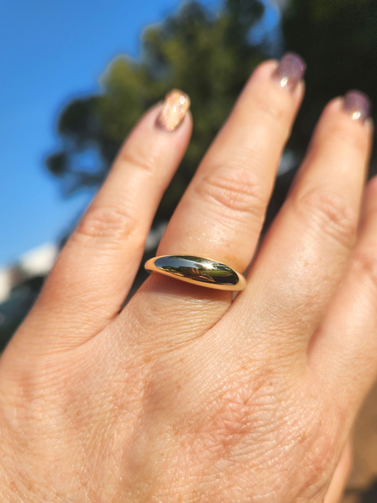 טבעת זהב בועה 14k gold bubble ring