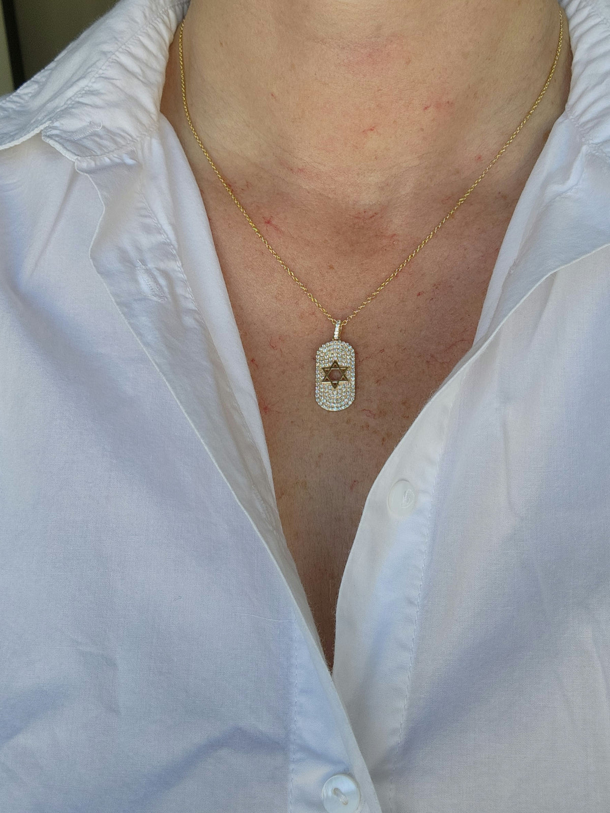 תליון מגן דוד תג יהלומים זהב 14k