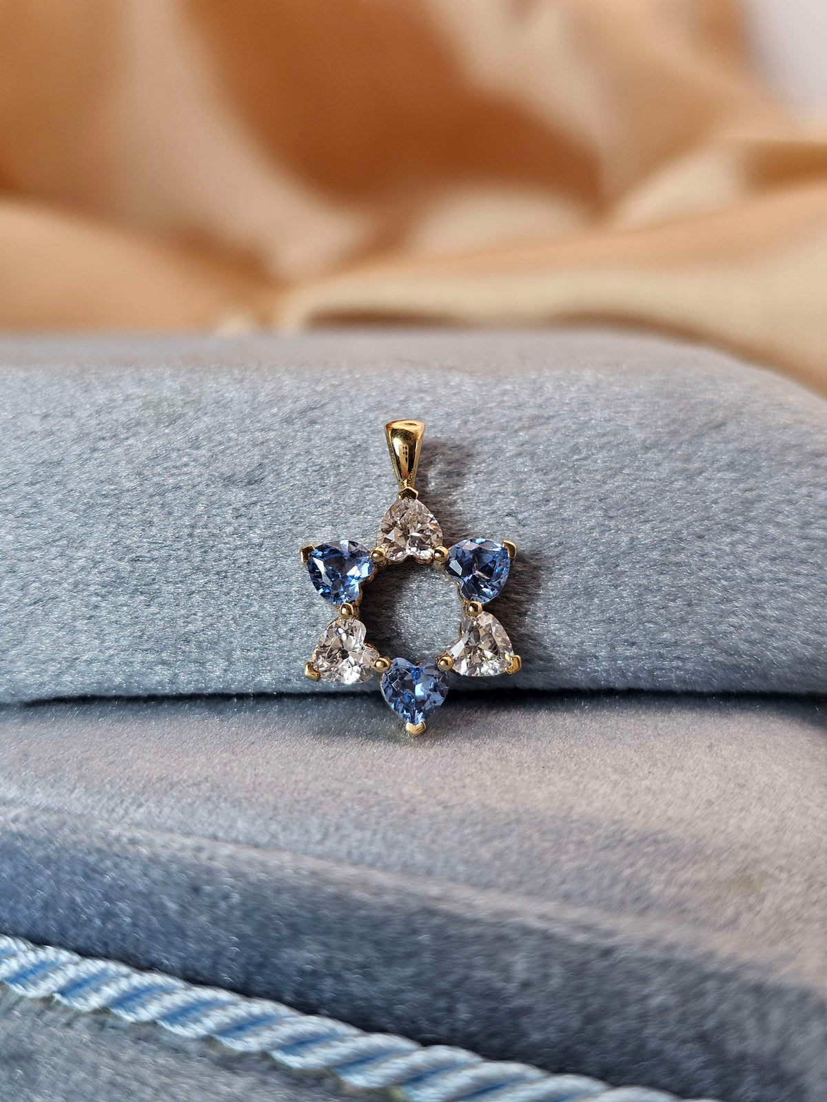 "David in Love " 14k gold heart shaped cz just pendant without a necklace