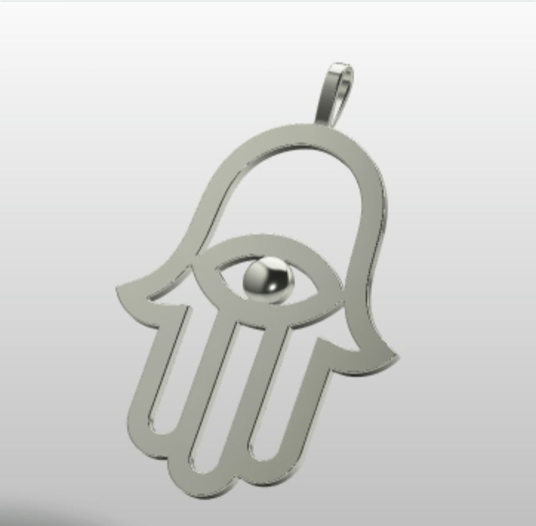 Big 925 silver Hamsa pendant come on a long silver chain