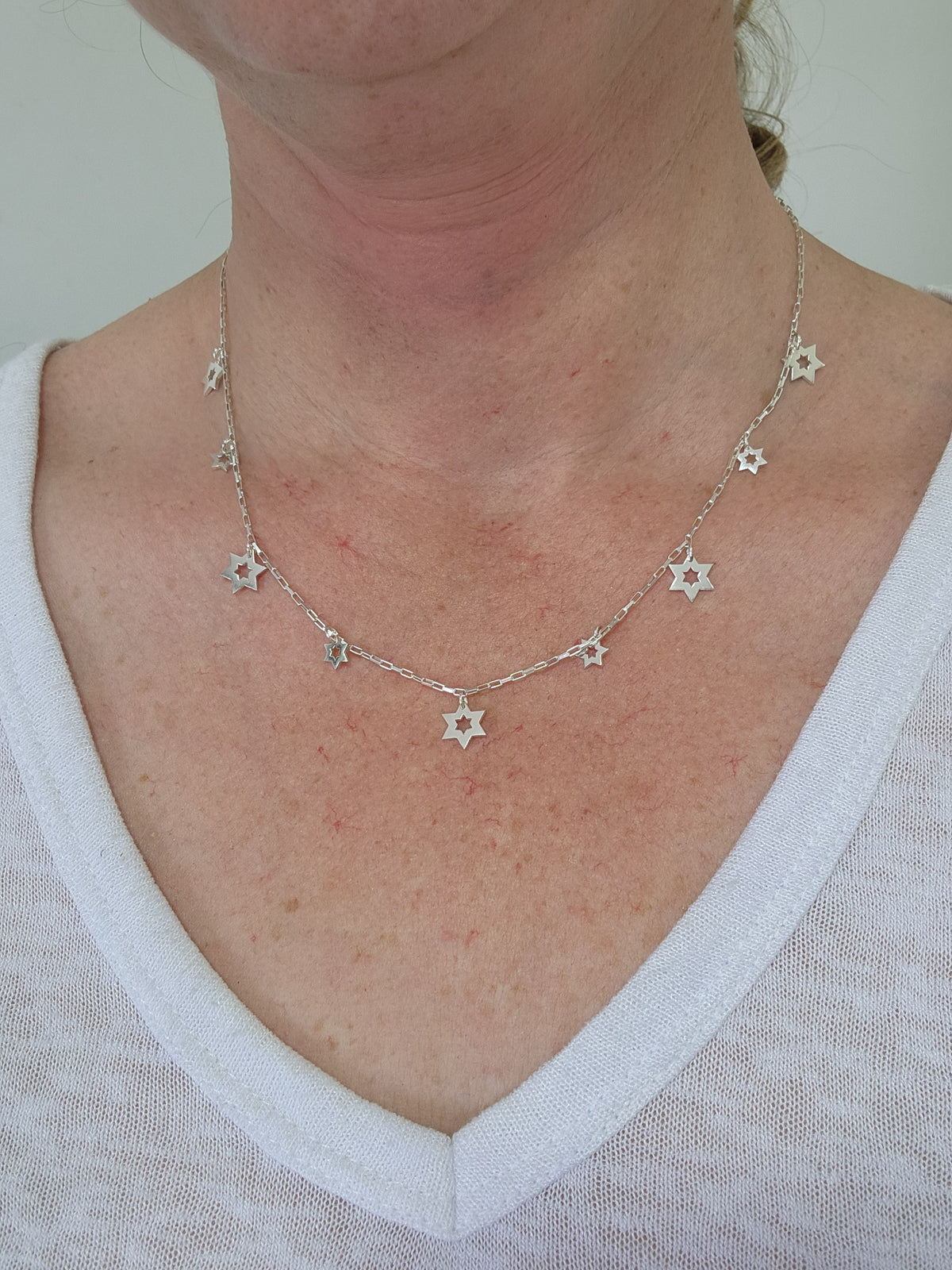 Star of David silver necklace 925.