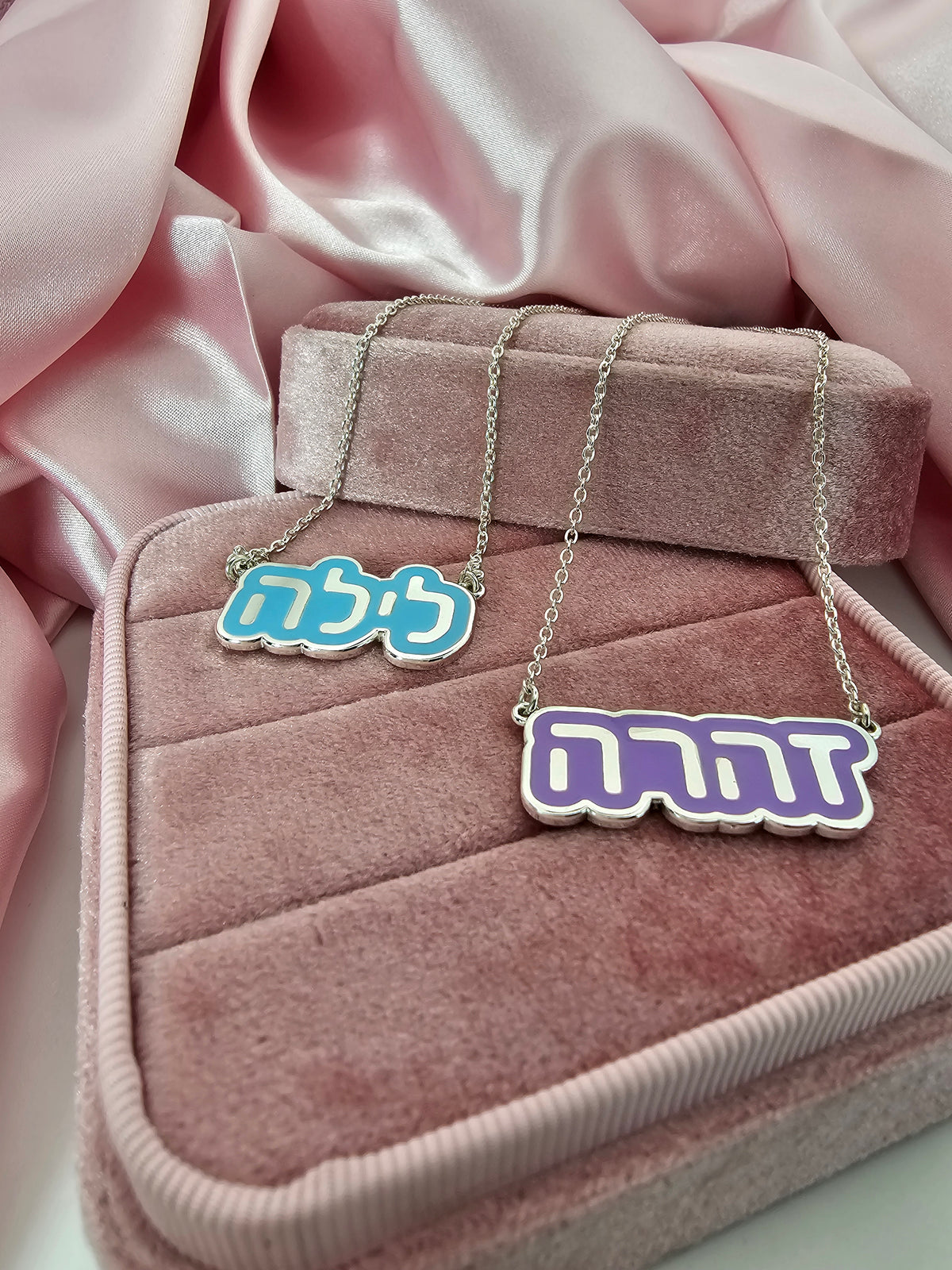 Silver & Colorful Enamel Name Tag Necklace – 925 Sterling Silver