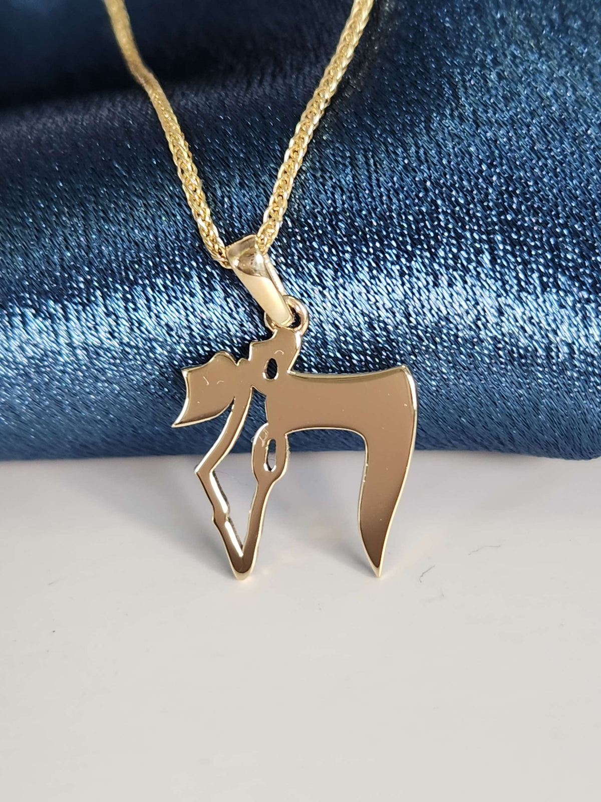 Map of Israel Hai pendant 14k gold comes on 14k gold chain.