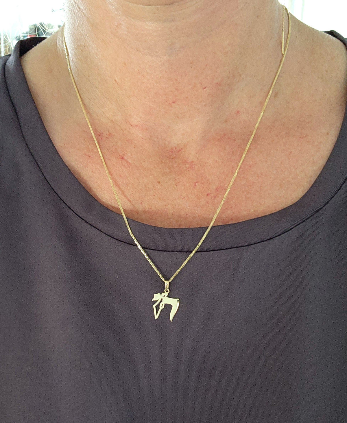 Map of Israel Hai pendant 14k gold comes on 14k gold chain.