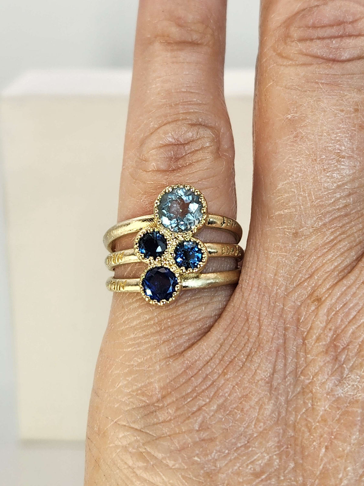 Mother's  love ring 14k gold set with natural gems