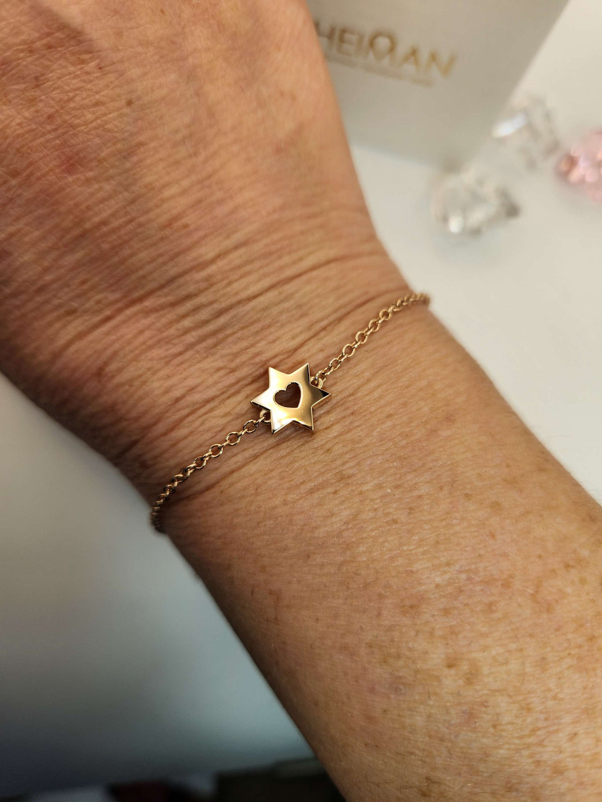 Heart Star of David bracelet 14k gold