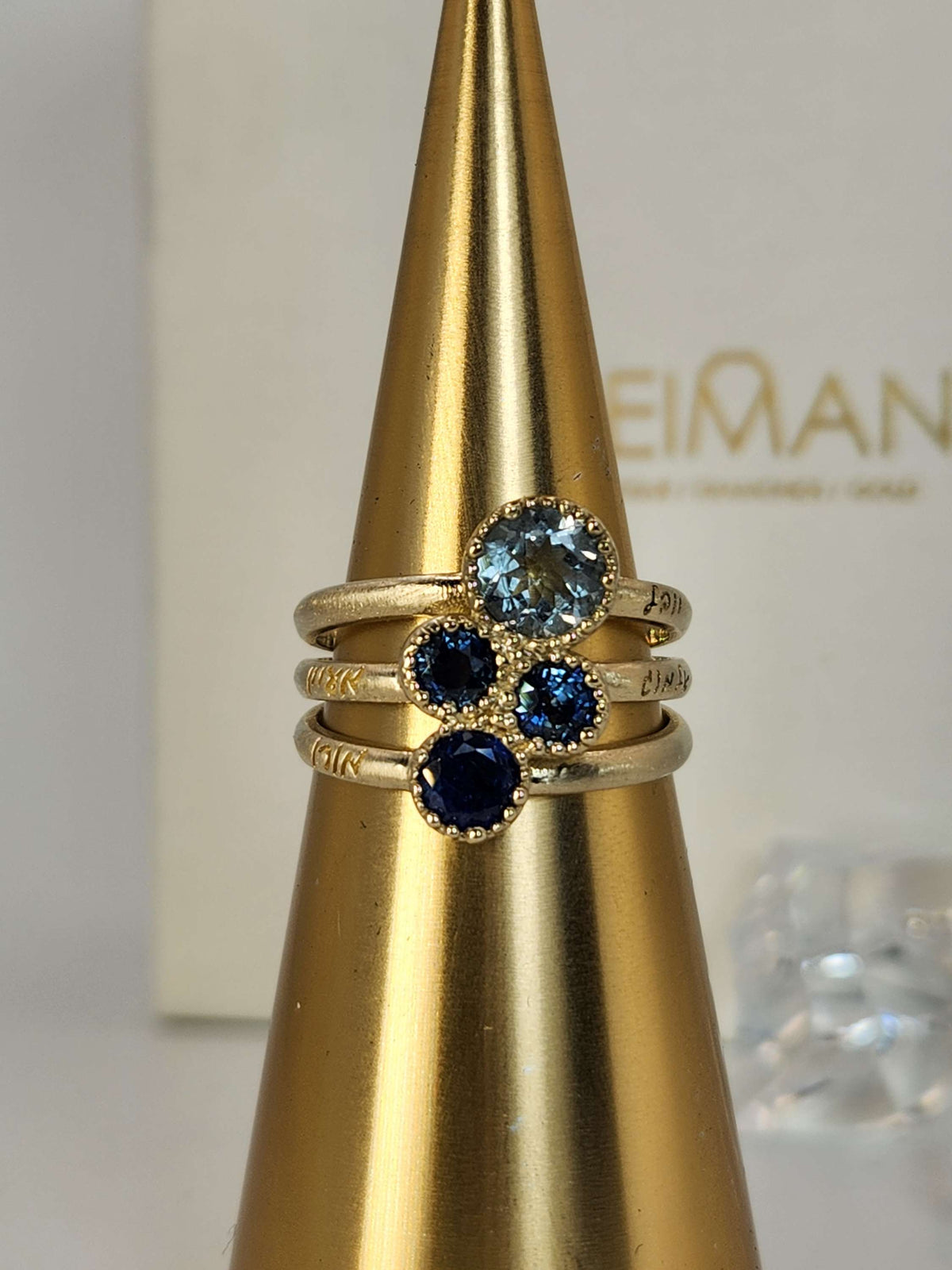 Mother's  love ring 14k gold set with natural gems
