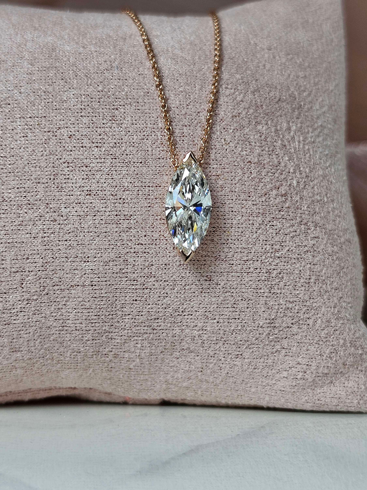 Emily pendant 2ct marquis lab diamond in 14k rose gold