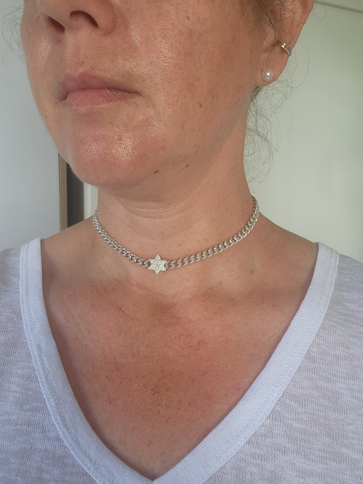 Silver 925 star david choker