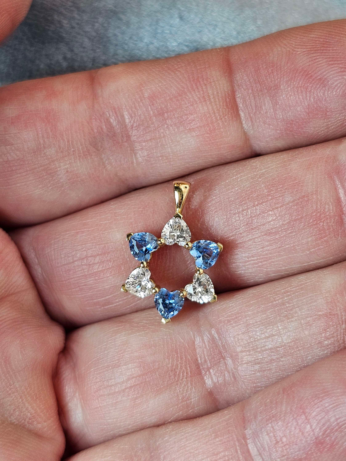 "David in Love " 14k gold heart shaped cz just pendant without a necklace