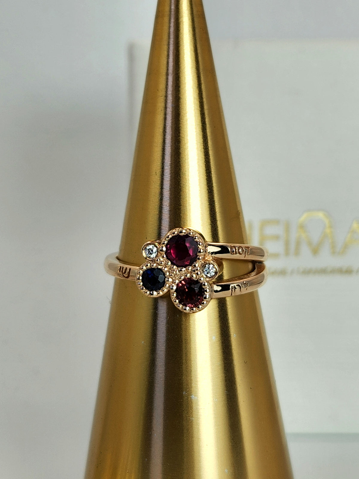 mother's love ring multi color and diamonds in 14k gold