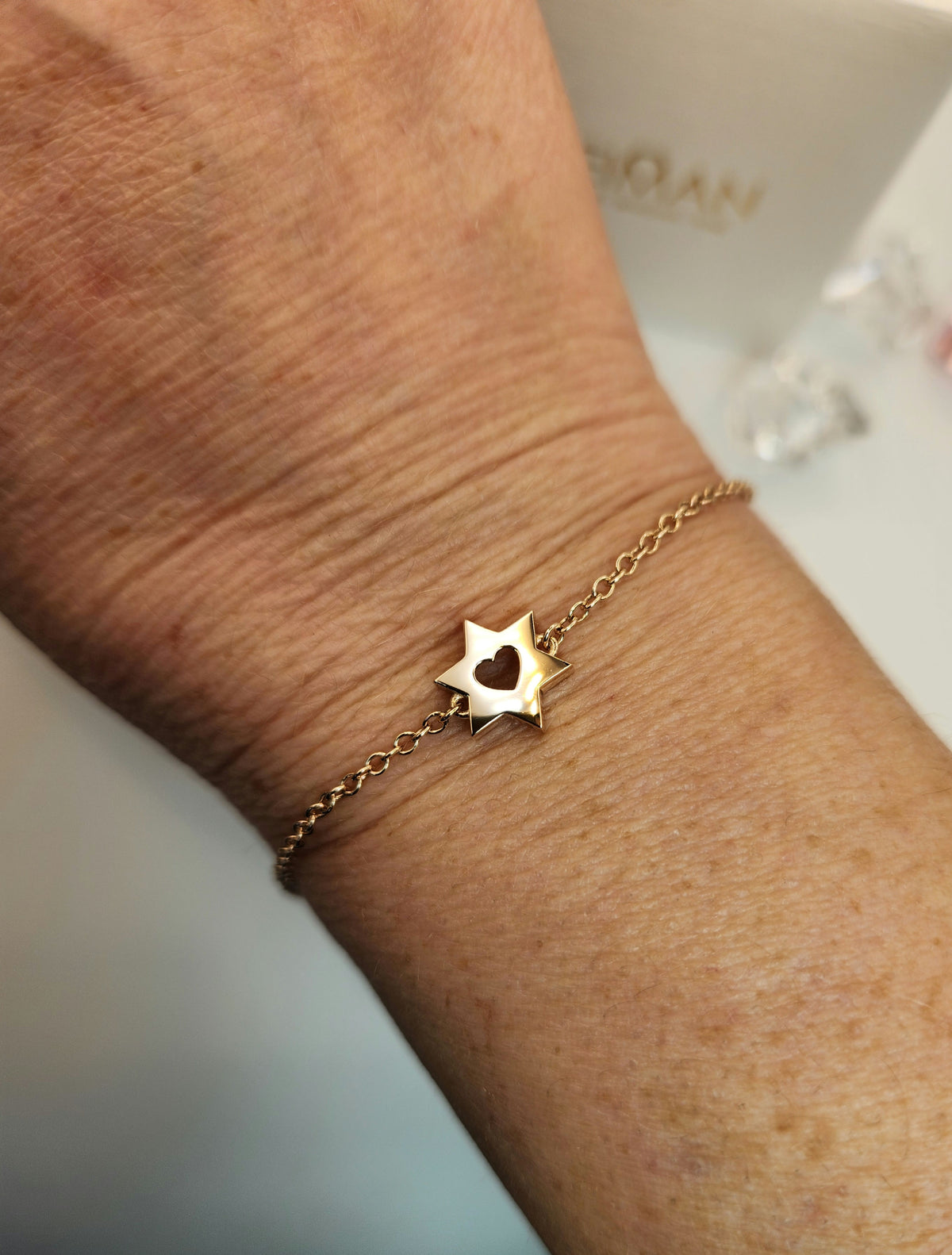 Heart Star of David bracelet 14k gold