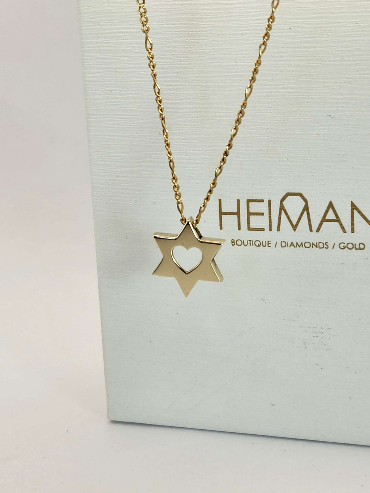 תליון מגן דוד לב גדול 15 מ"מ מגיע בשרשרת 14k