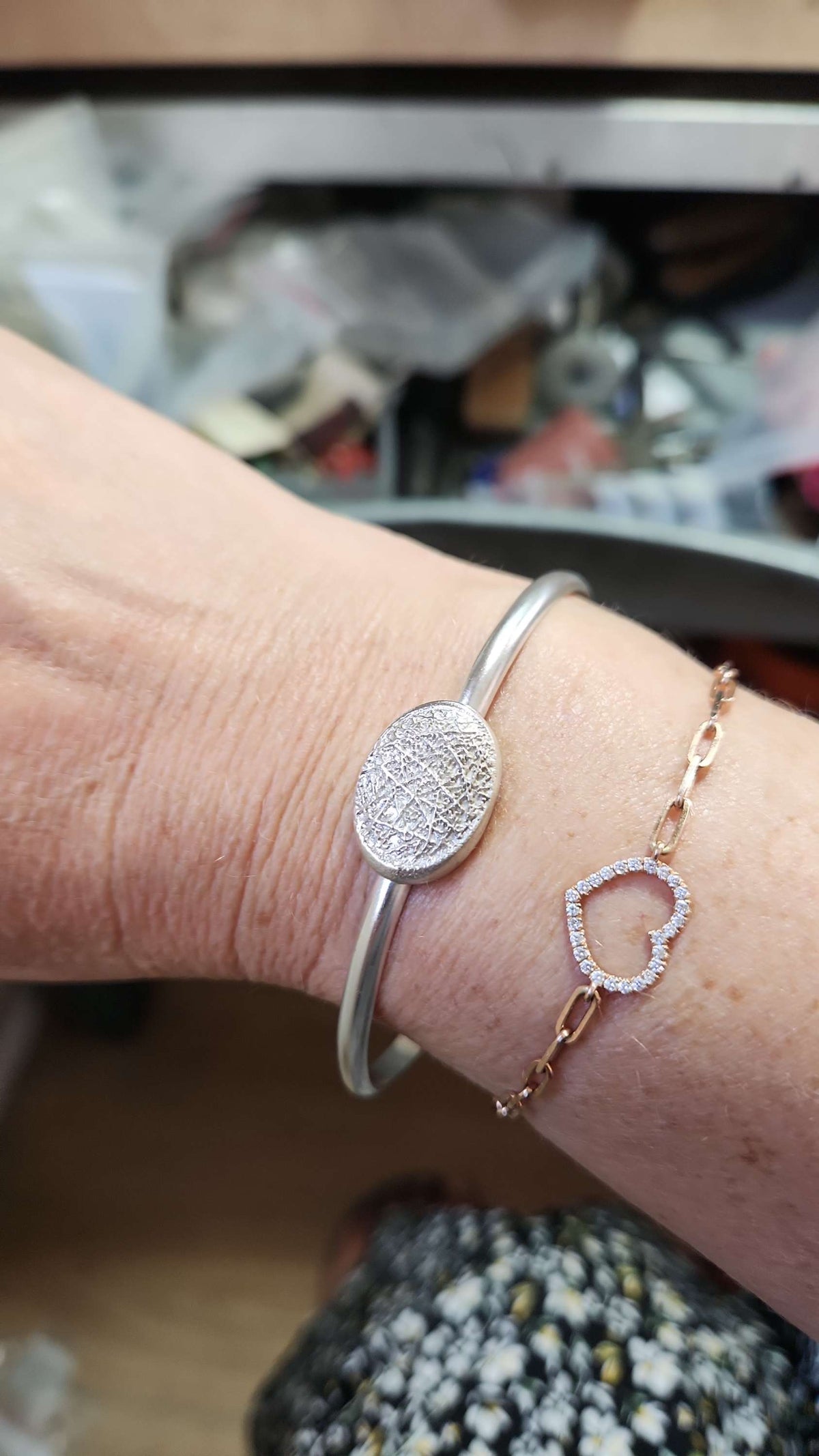 Silver bangle 925 with a fingerprint a unisex piece.