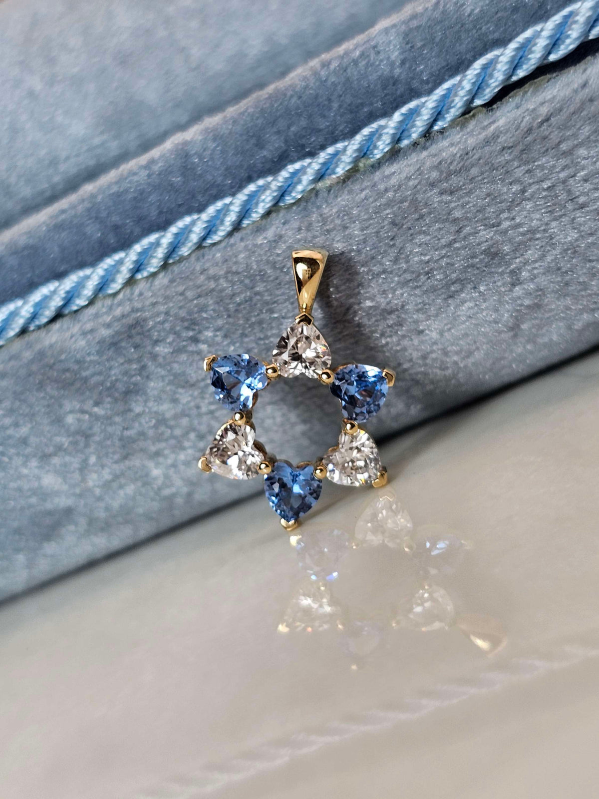 "David in Love " 14k gold heart shaped cz just pendant without a necklace