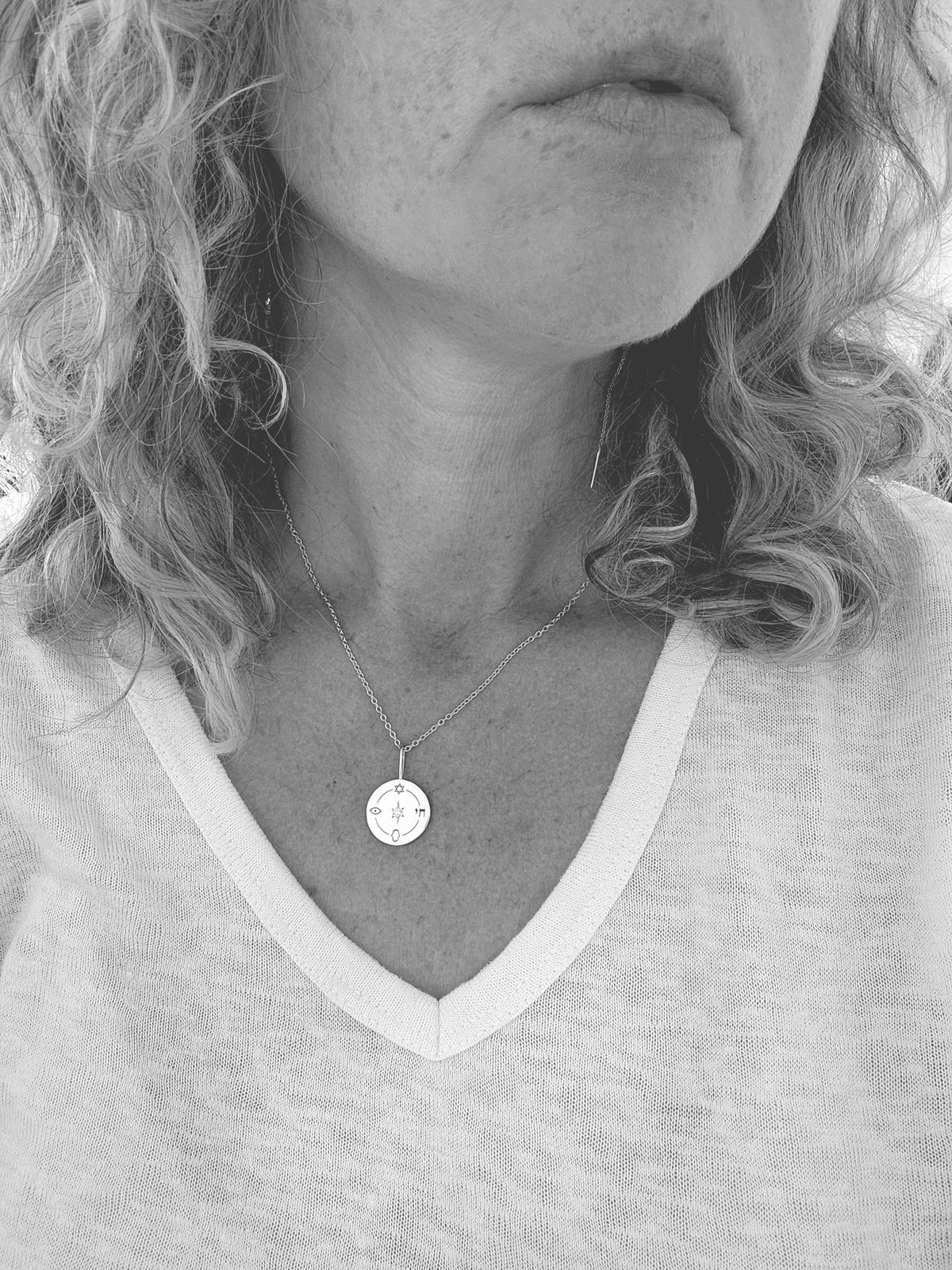 The Jewish Compass Pendant - 925 Silver with CZ on Silver Chain