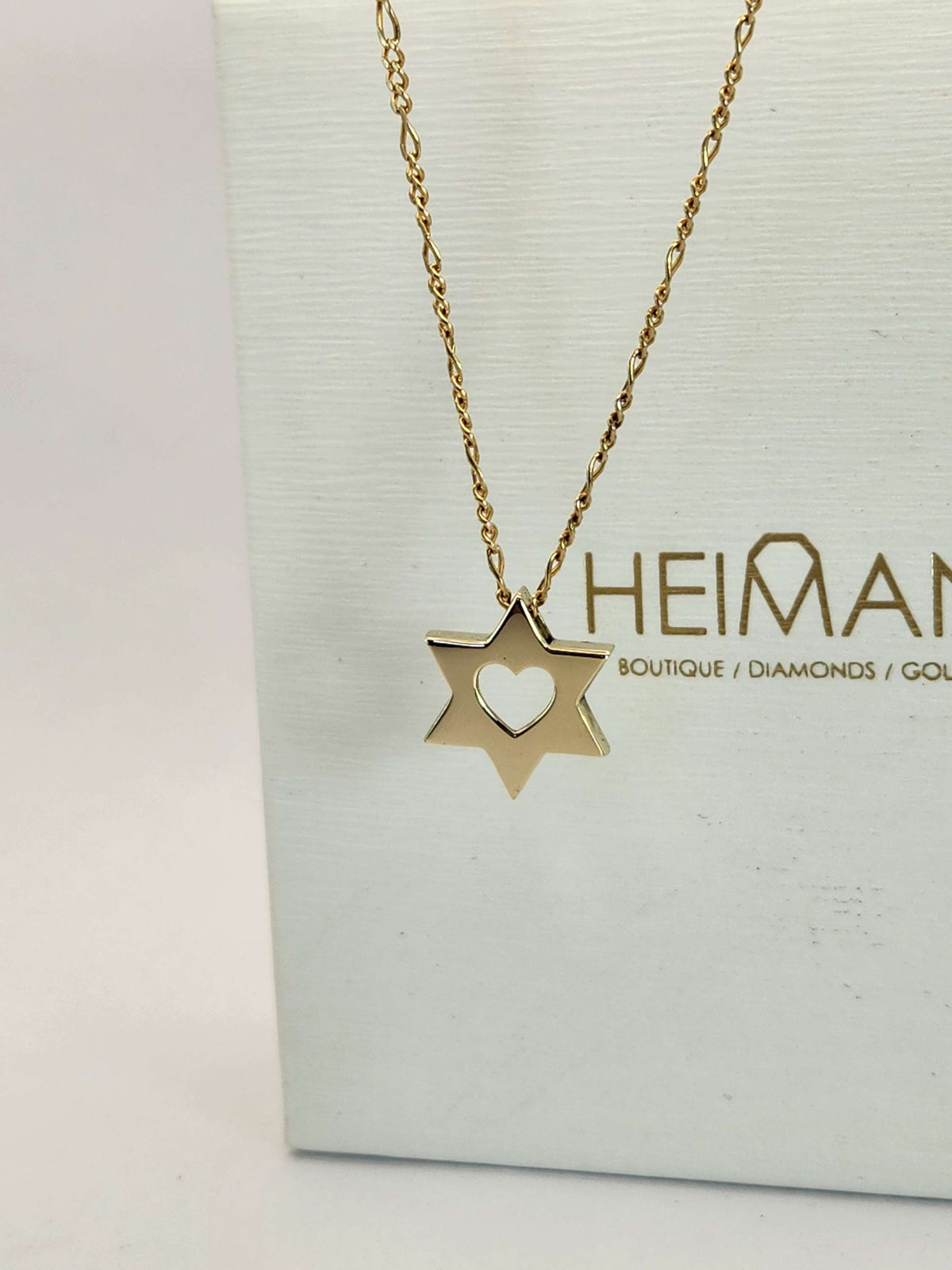 תליון מגן דוד לב גדול 15 מ"מ מגיע בשרשרת 14k