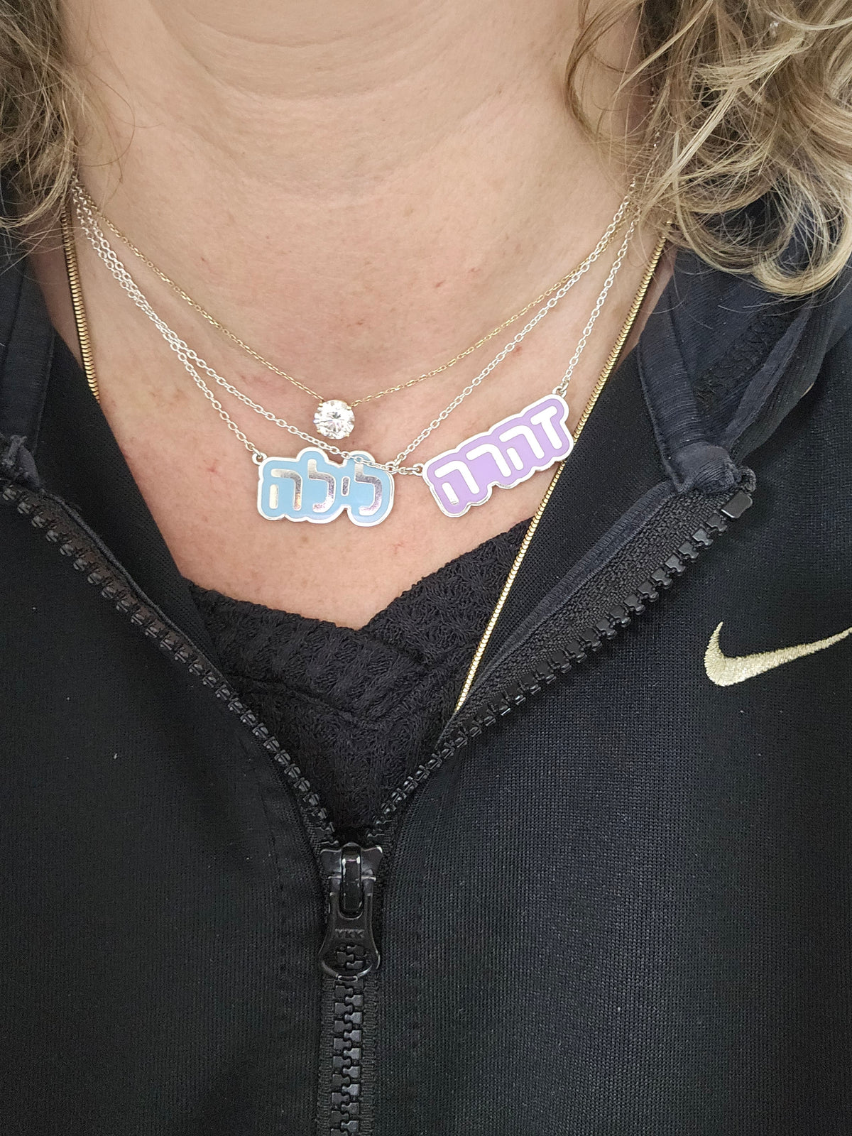 Silver & Colorful Enamel Name Tag Necklace – 925 Sterling Silver