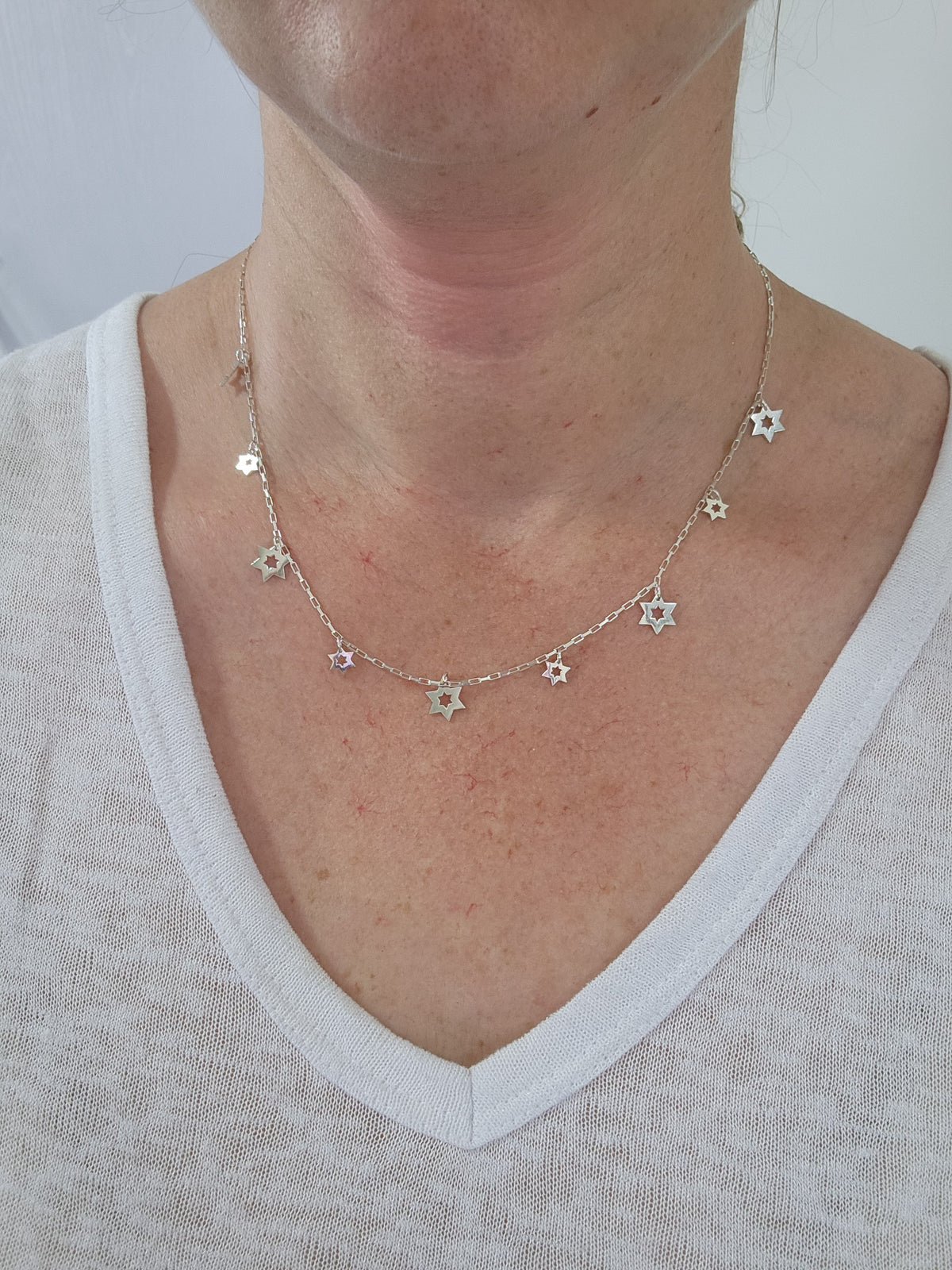Star of David silver necklace 925.