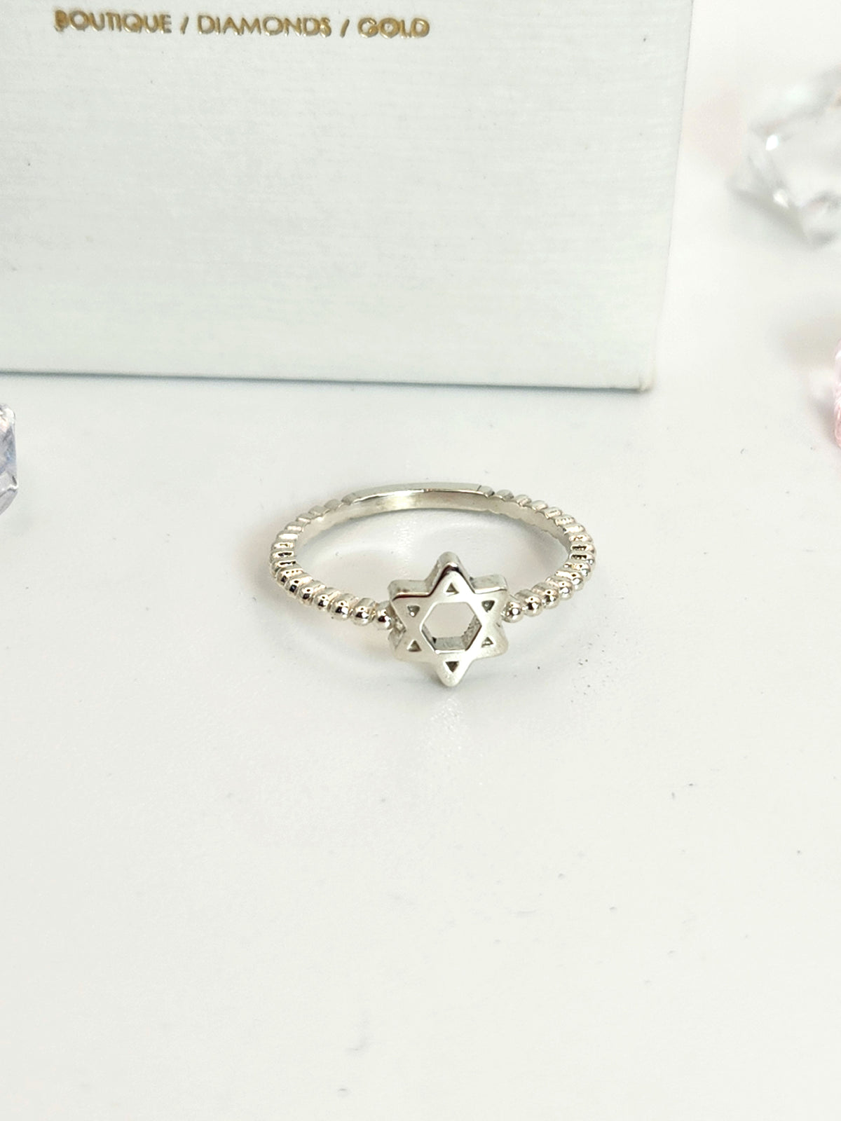 Silver Star Bead Ring