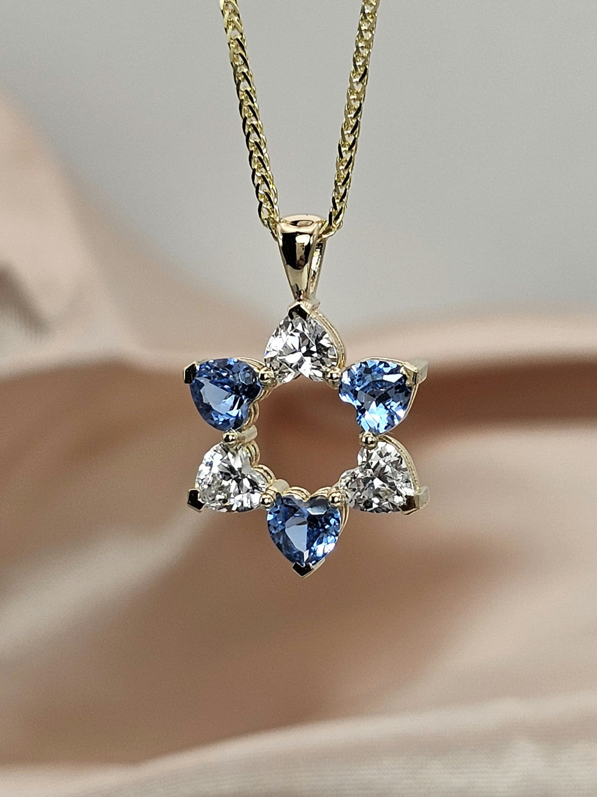 "David in Love " 14k gold heart shaped cz just pendant without a necklace