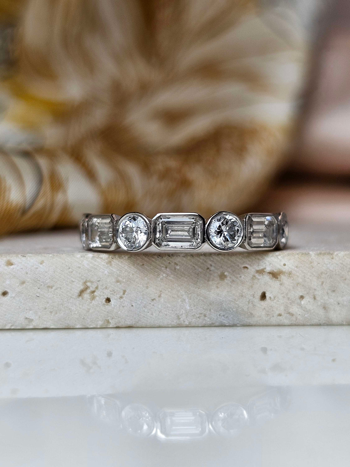 Fancy diamonds ring 14k white gold